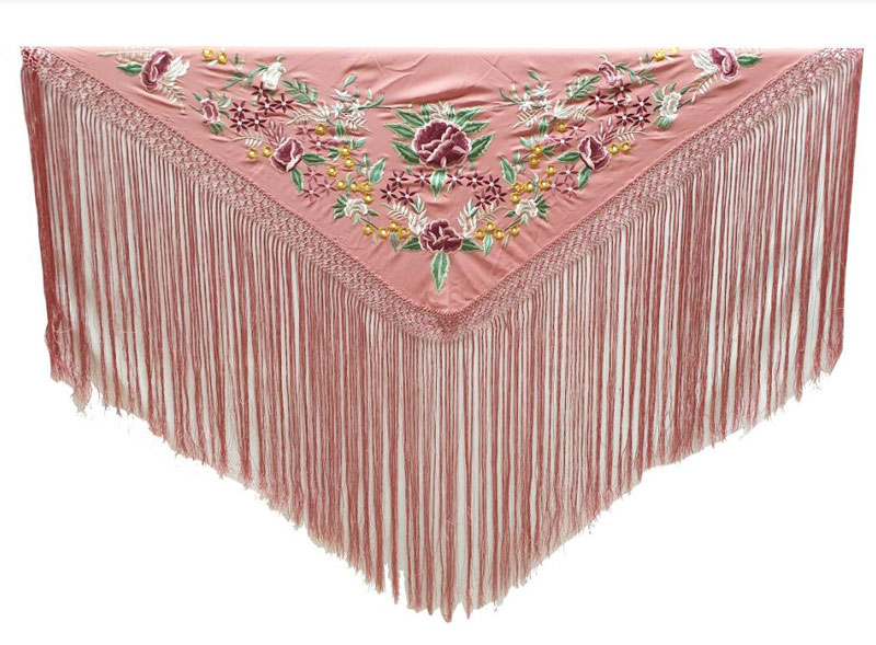 Small Shawl Pale Pink Embroidered in Colours
